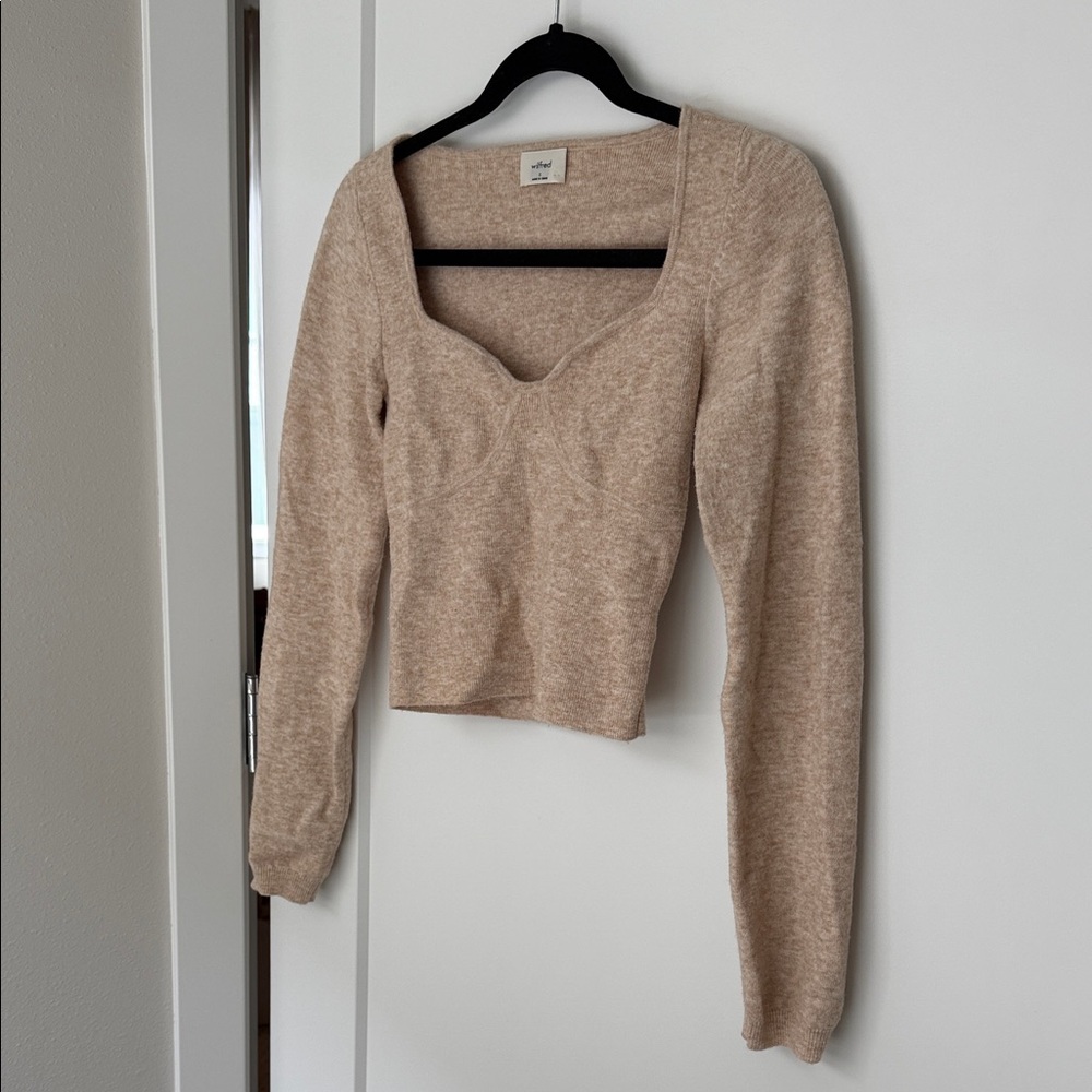 Aritzia Beige Knit Long Sleeve Top